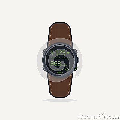 Digital wristwatch with leather band Vector Illustration