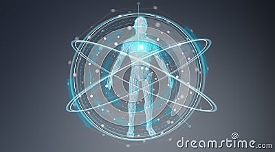 Digital x-ray human body scan background interface 3D rendering Stock Photo