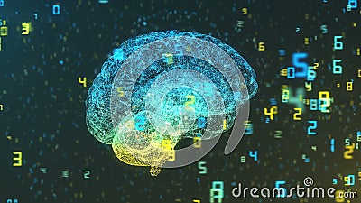 Digitale computer Hersenen en het drijven aantallen - Grote Gegevens en statistieken stock illustratie Digitale computer Hersenen en het drijven aantallen - Grote Gegevens en statistieken stock illustratie