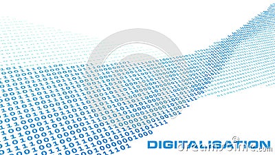 Digitalisation. Binary digital stream. Vector graphics Vector Illustration