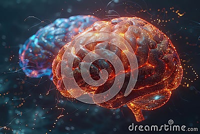 Digitalization of thinking and automation of brain function. Stock Photo