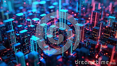 A digitally advanced city that uses data from sensors to monitor and manage noise pollution creating a quieter and more Stock Photo