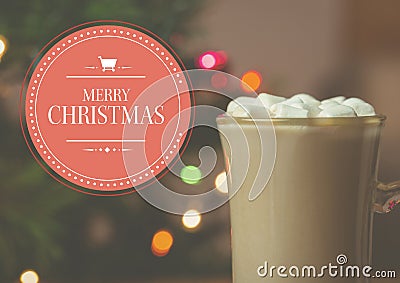 Digitally composite image of merry christmas against a cup of hot chocolate Stock Photo