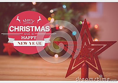 Digitally composite image of merry christmas and happy new year wishes Stock Photo