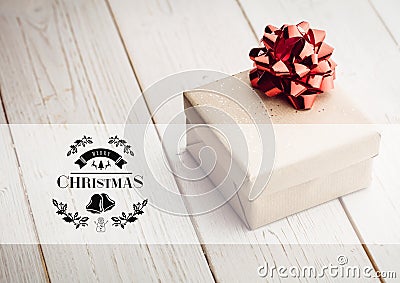 Digitally composite image of merry christmas message with christmas gift Stock Photo