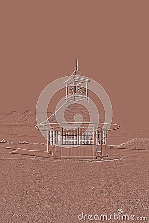 Digitally embossed image of the Clock Tower and Shelter, Frinton-on-Sea, Essex, England Stock Photo