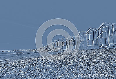 Digitally embossed image of Thorpe Bay beach, Essex, England Stock Photo