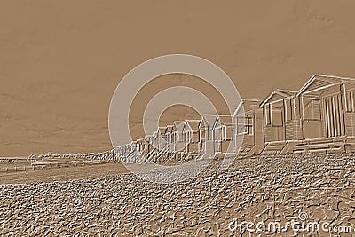 Digitally embossed image of Thorpe Bay beach, Essex, England Stock Photo