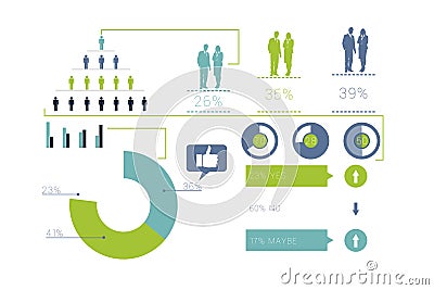 Digitally generated blue and green business infographic Stock Photo