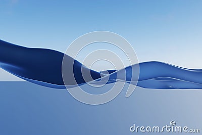 Digitally generated 3D abstract blue floating wave background Stock Photo