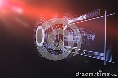 Digitally generated image of device interface with graphs 3d Stock Photo