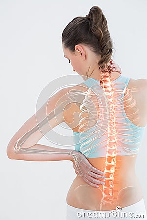 Digitally generated image of female suffering from muscle pain Stock Photo