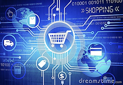 Digitally Generated Image of Shopping Concept Stock Photo