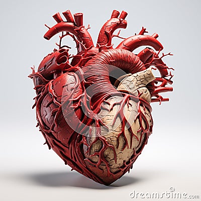 Stylized Anatomical Human Heart Illustration. Anatomical Artistry Cartoon Illustration