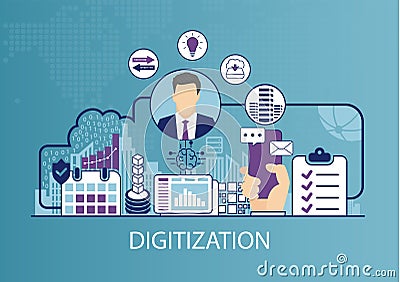 Digitization concept as business vector illustration Vector Illustration