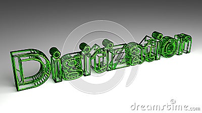 Digitization sign in green and glossy letters Stock Photo