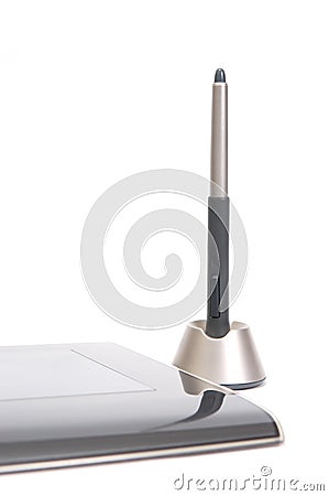 Digitizer with pen on white Stock Photo