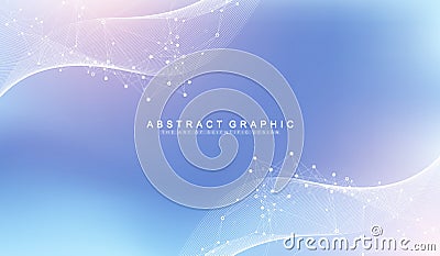Digits abstract background with connected line and dots, web cover. Digital neural networks. Network and connection Vector Illustration
