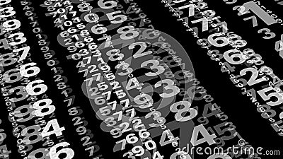 Digits on black numerical algorithm, counting dynamic numbers, data science in digital technology for data decryption Stock Photo