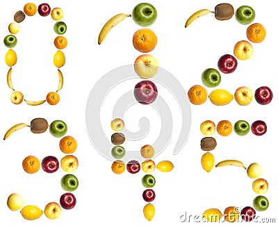 Digits made of fruits Stock Photo