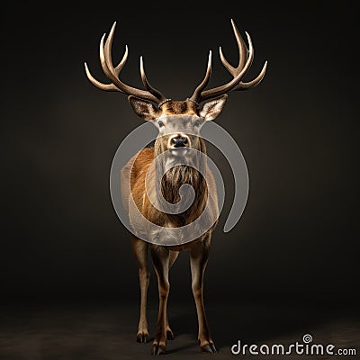 Dignified Red Deer: Captivating Studio Shot On Isolated Background Stock Photo