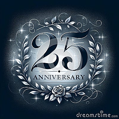 Dignified Silver Laurel 25th Anniversary Emblem Stock Photo