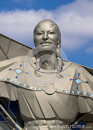 Dignity Statue overlooking the Missouri River Editorial Stock Photo