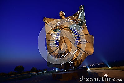 Dignity statue in oacama SD at night Stock Photo
