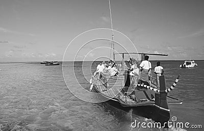 Digofinolu-Veligandahura: tourist boattrip for diving, snorkeling, swimming and relaxing in the Maledives Editorial Stock Photo