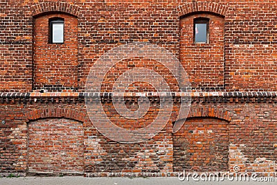 Dilapidated brick buildings on the streets of Liepaja Editorial Stock Photo