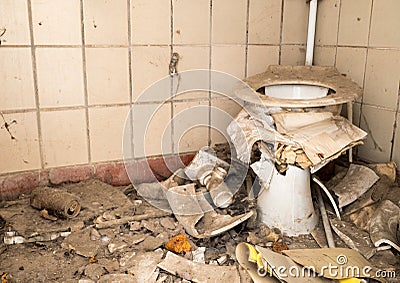 Dilapidated sanitary facility lost place image Stock Photo