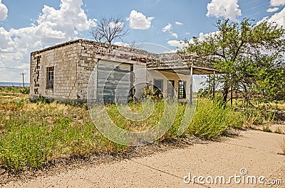 Dilapidated Service Station Stock Photo