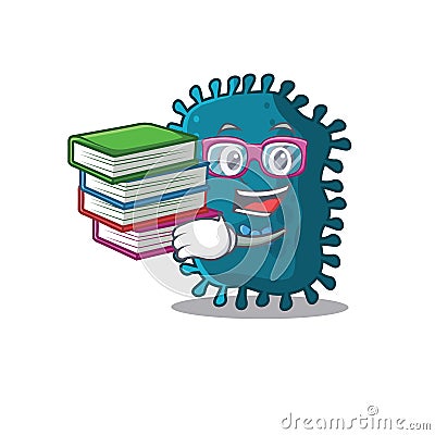 A diligent student in clostridium mascot design concept with books Vector Illustration