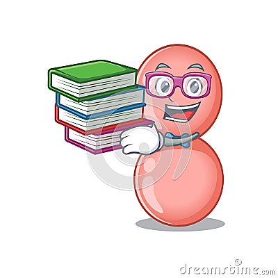 A diligent student in neisseria gonorrhoeae mascot design concept with books Vector Illustration