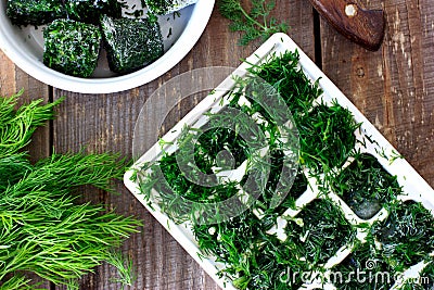 Dill cubes frozen Stock Photo