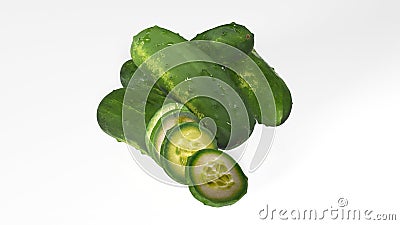Dill Pickles, one sliced, isolated on white background Stock Photo