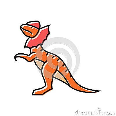 dilophosaurus dinosaur animal color icon vector illustration Cartoon Illustration