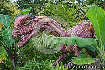 Dilophosaurus dinosaur from the early Jurassic period. United States Editorial Stock Photo