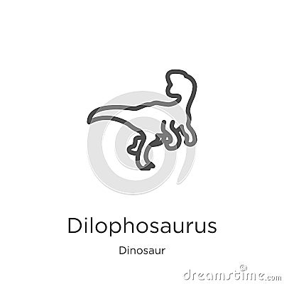 dilophosaurus icon vector from dinosaur collection. Thin line dilophosaurus outline icon vector illustration. Outline, thin line Vector Illustration