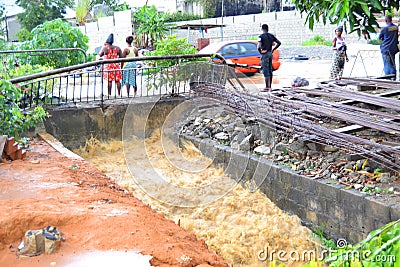 Diluvial rains: identified risk zones in Abidjan Editorial Stock Photo