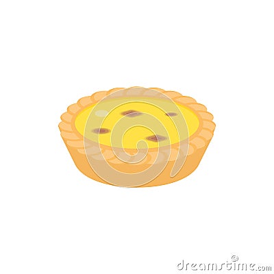 Dim sum dessert, egg tart in cantonese style Vector Illustration