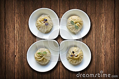 DIm Sum on a wooden table Stock Photo