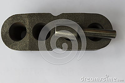 Dimension of hole inspection of an iron casting part by plug gag Stock Photo
