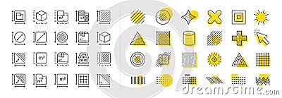 Dimension line icons. Square meter, Area size and Floor plan set. Design elements. Vector Vector Illustration