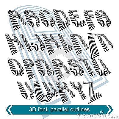 Dimensional font with rotation effect, 3d unusual script Vector Illustration