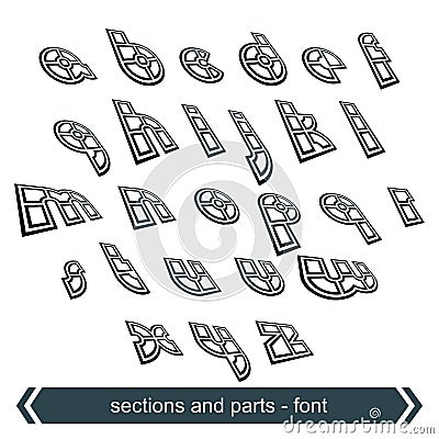 Dimensional font with rotation effect, perspective Vector Illustration
