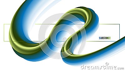 Dimensional gradient shape element for design, abstract colorful fluid vector background, flowing 3D wave. Vector Illustration