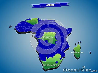 3 dimensional infographics political map of African continent Vector Illustration