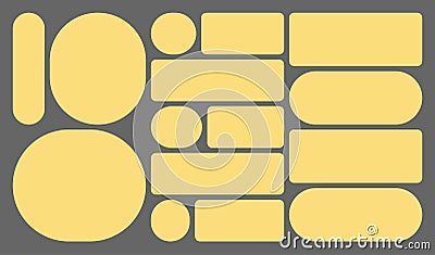 Dimensions 16x9 trendy bento grid layout style brick Ui UX templates. Web comic grids, rounded corners. Different panel Vector Illustration