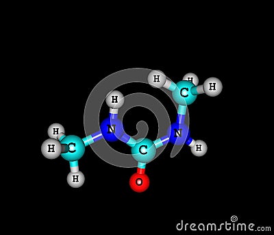 Dimethylurea molecule isolated on black Stock Photo